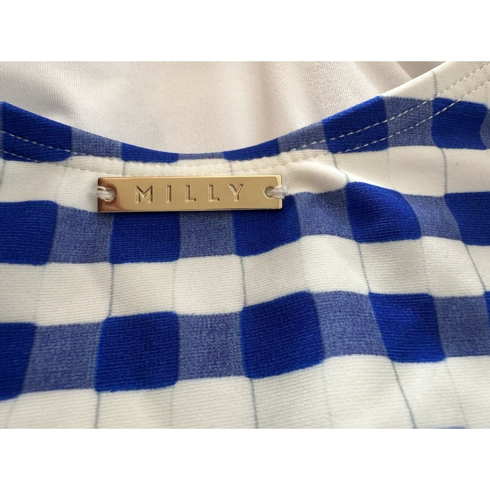 New Milly Womens Jacquard Cottage Bow Blue Gingham One-Piece Swimsuit Large - Picture 9 of 14